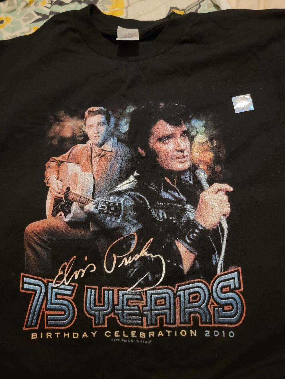 Vintage Elvis Black Graphic Birthday Celebration Tee - 75 Years